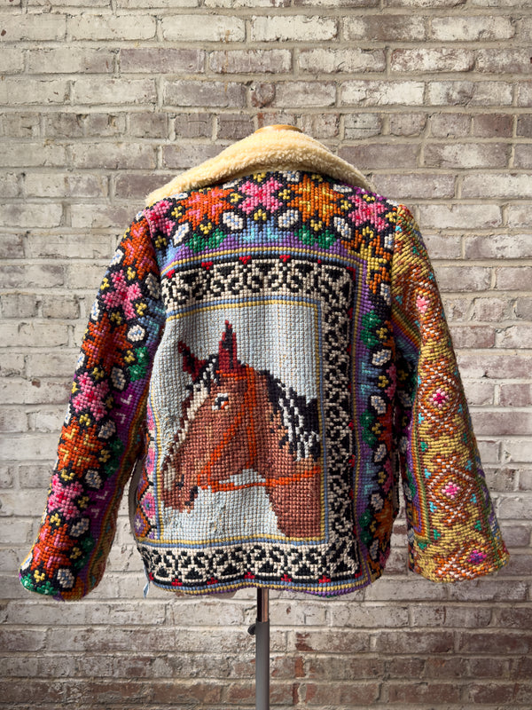 Handmade Upcycled Needlepoint Jacket - Bridle