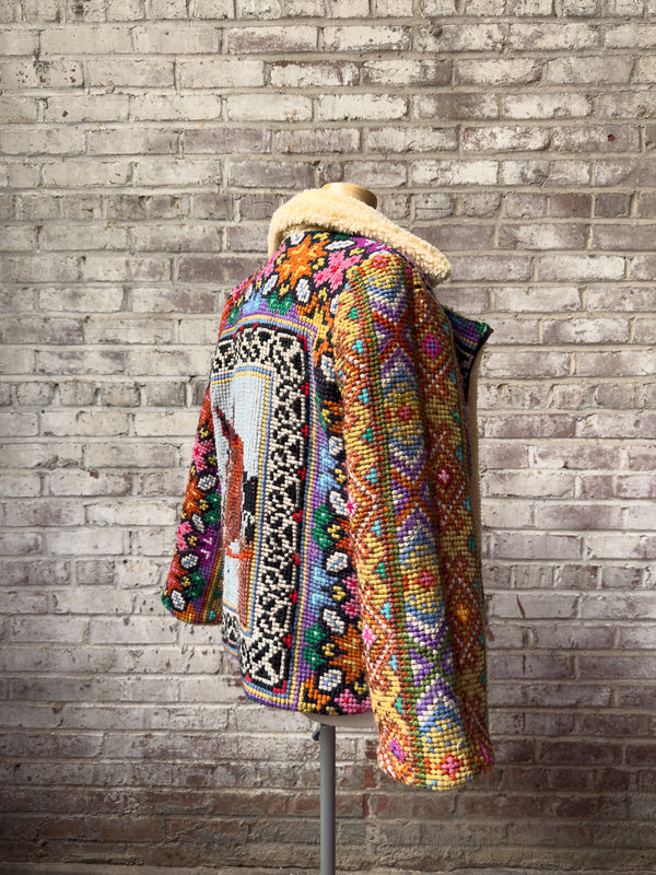 Handmade Upcycled Needlepoint Jacket - Bridle
