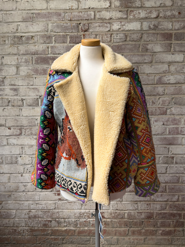 Handmade Upcycled Needlepoint Jacket - Bridle