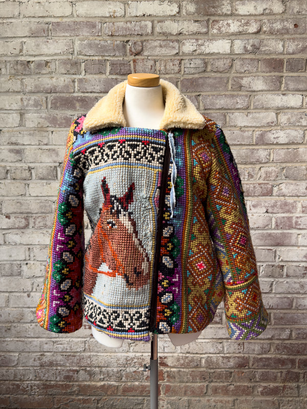 Handmade Upcycled Needlepoint Jacket - Bridle