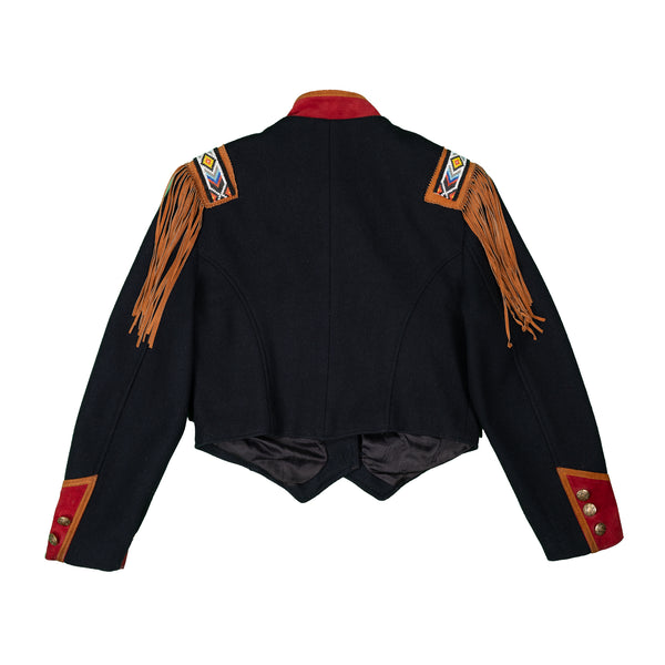 Vintage Navy Wool Bead & Fringe Jacket