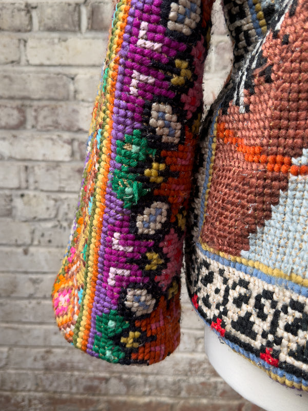 Handmade Upcycled Needlepoint Jacket - Bridle