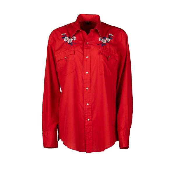 Red Western Embroidered Shirt