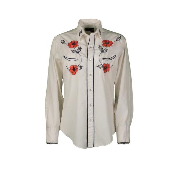 Cream Embroidered Western Shirt