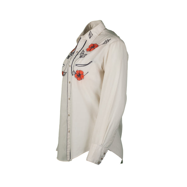 Cream Embroidered Western Shirt