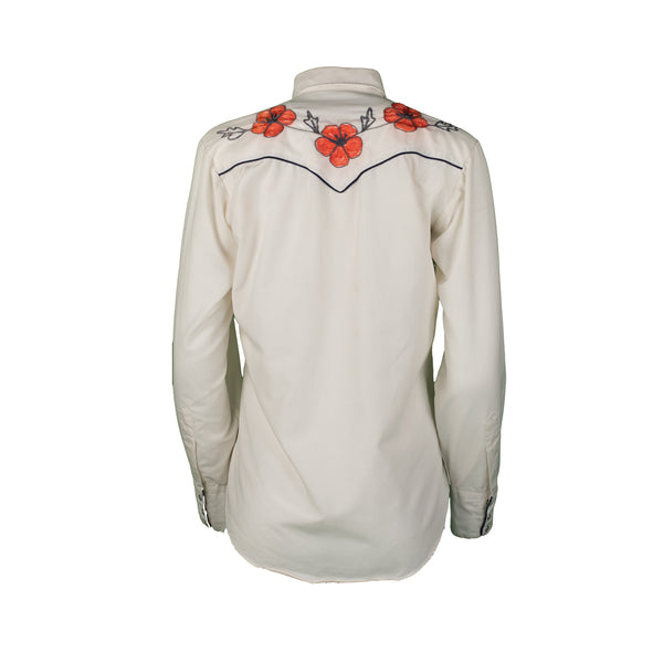 Cream Embroidered Western Shirt